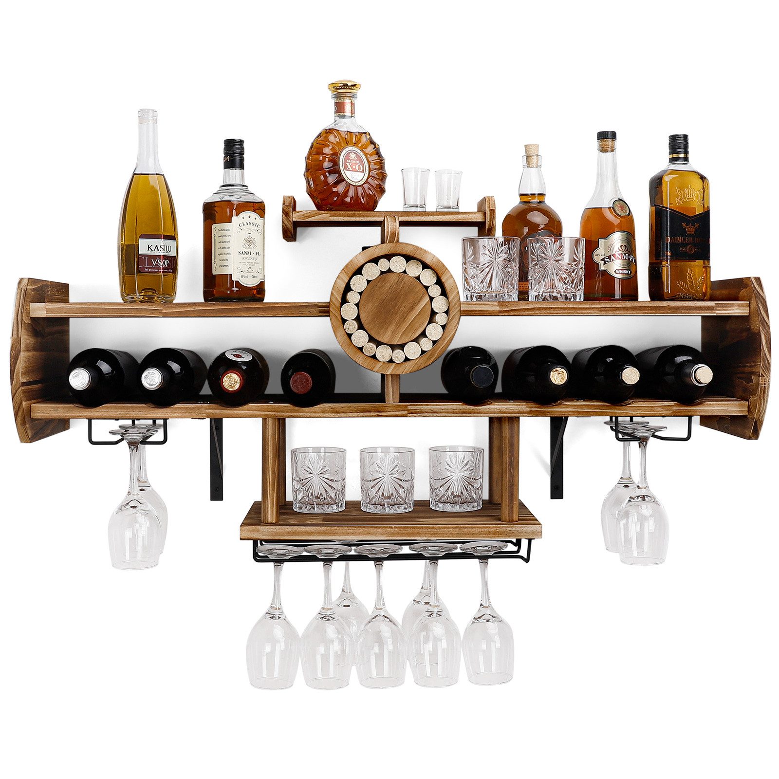 Weinregal aus Holz für Hausbar, Wandbar mit Korkhalter, Flugzeug-förmig
Holzregal für Weingläser, Whiskygläser, Wandmontage Wand Flaschenhalter Vintage Stil
