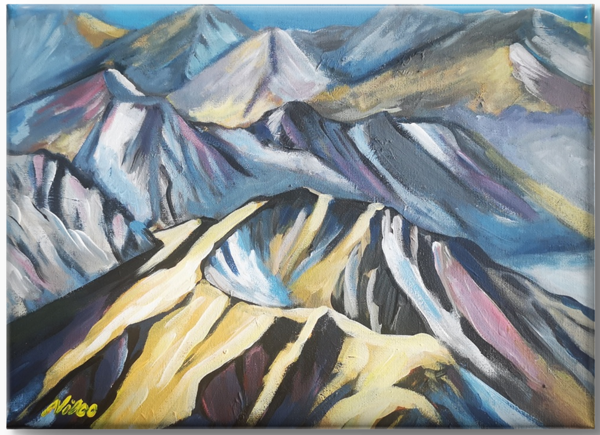 Abstraktes Acrylgemälde 30 x 40 cm. Gebirge.
