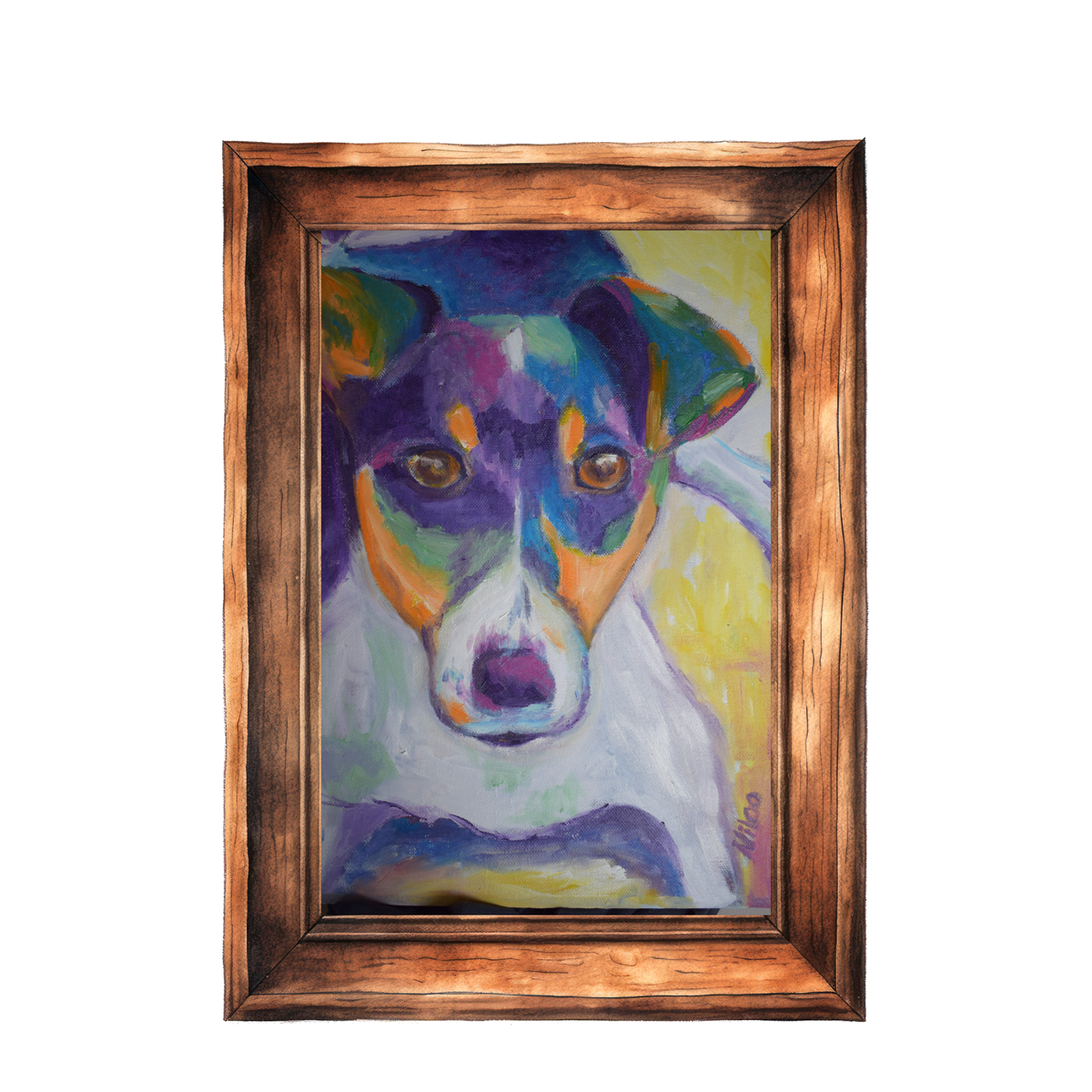 Nicht zu Verkaufen. Dieses Gemälde zeigt meinen Hund in Acryl

